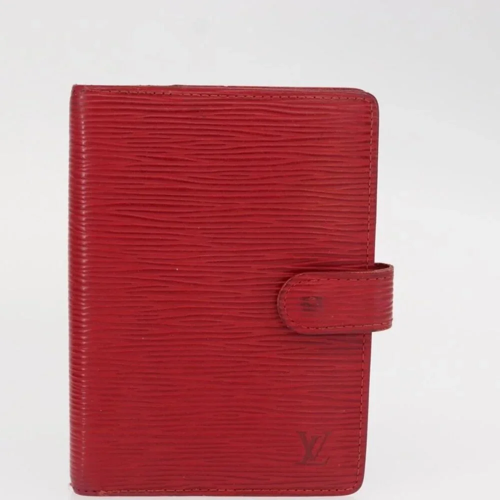 LOUIS VUITTON Epi Agenda Day Planner Cover 2 Set Red Brown LV Auth 151146
